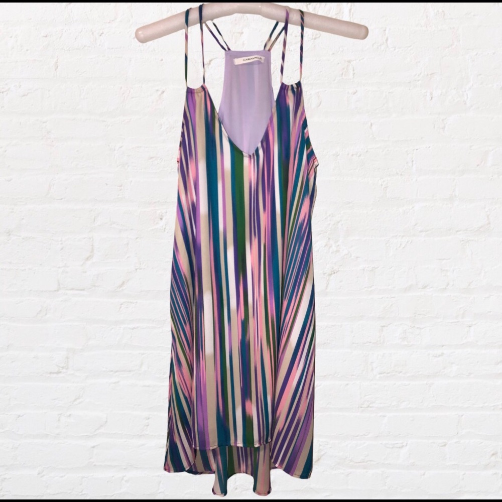 Caramela Neon Striped Halter Style Midi Dress. Sz S.